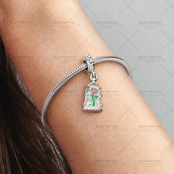 Pandora Disney Beauty and the Beast Enchanted Rose Dangle Charm - Picture 5 of 6